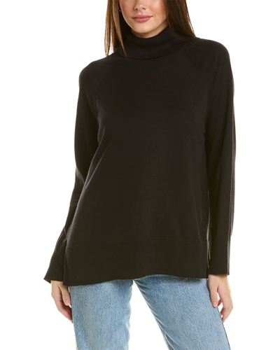 Shop Hannah Rose Live-in Cashmere-blend Turtleneck Sweater In Black