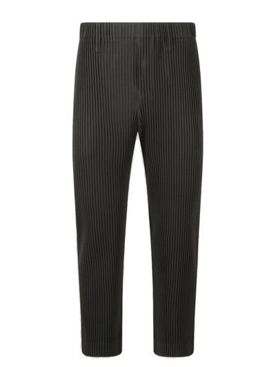 Shop Issey Miyake Homme Plissé  Pleated Cropped Trousers In Green