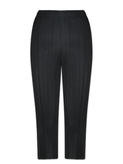 Shop Issey Miyake Pleats Please By  Pleated Elastic Waist Pants In Black