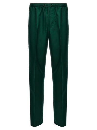 Shop Lanvin Straight Leg Drawstring Track Pants In Green