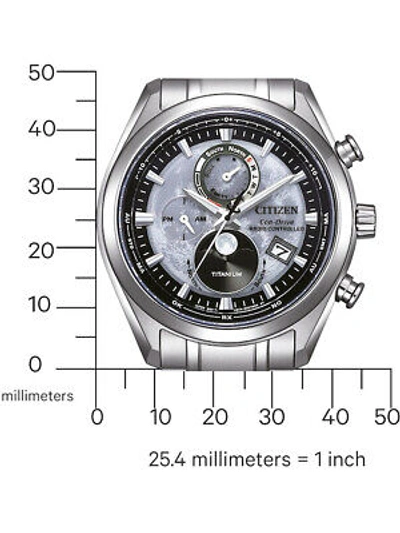 Pre-owned Citizen By1010-81h Eco-drive Moon Phase Titanium Radio Contr.