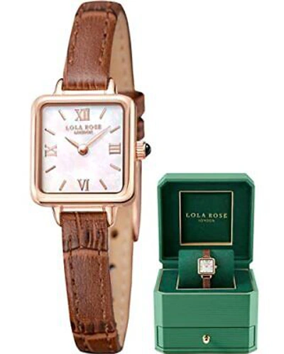 Pre-owned Lola Rose Women's Dainty Watch Genuine Brown Leather Strap Wrist Watch. Mothe... In Brown Leather Band