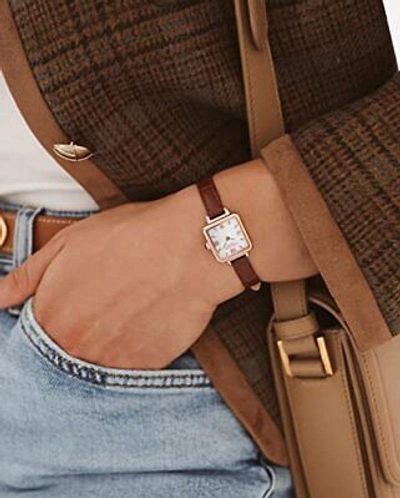 Pre-owned Lola Rose Women's Dainty Watch Genuine Brown Leather Strap Wrist Watch. Mothe... In Brown Leather Band