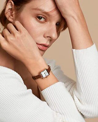 Pre-owned Lola Rose Women's Dainty Watch Genuine Brown Leather Strap Wrist Watch. Mothe... In Brown Leather Band