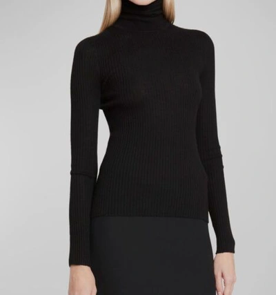 Pre-owned Gabriela Hearst $790  Women's Black Cashmere Ribbed Peppe Turtleneck Sweater Sz L