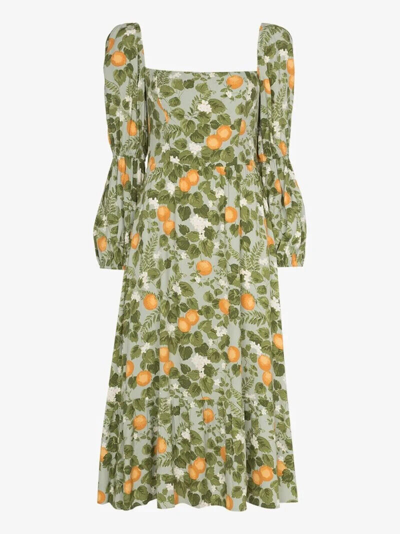 Pre-owned Reformation Mica Orange Print Midi Dress Size 4 Orig. $278