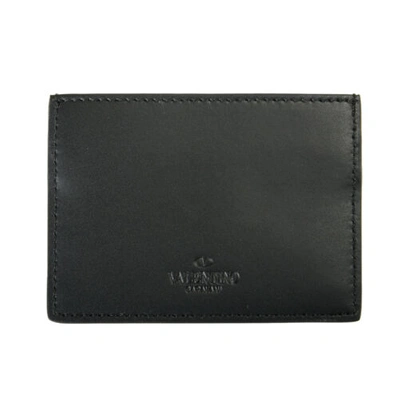 Pre-owned Valentino Garavani Women's Vltn Black Leather Card Case
