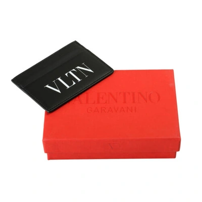 Pre-owned Valentino Garavani Women's Vltn Black Leather Card Case