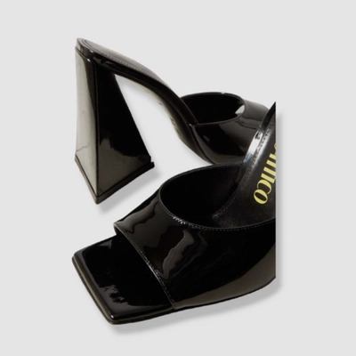Pre-owned Attico $760 The  Women's Black Devon Patent Mule Slide Sandal Shoes Size 38