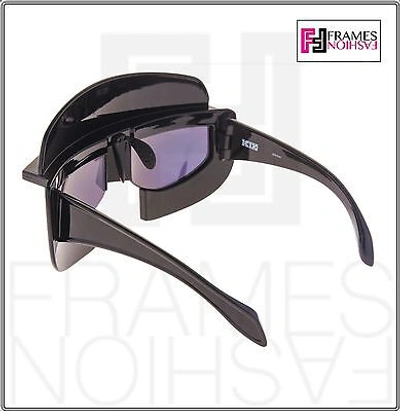 Pre-owned Linda Farrow Ktz Futuristic Mask Shiny Black Lime Mirrored Ktz11 Sunglasses In Green