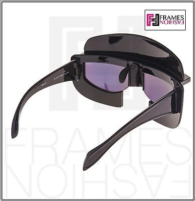 Pre-owned Linda Farrow Ktz Futuristic Mask Shiny Black Lime Mirrored Ktz11 Sunglasses In Green