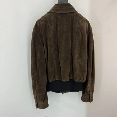Pre-owned Saint Laurent Suede Jacket In L And Xl In Brown