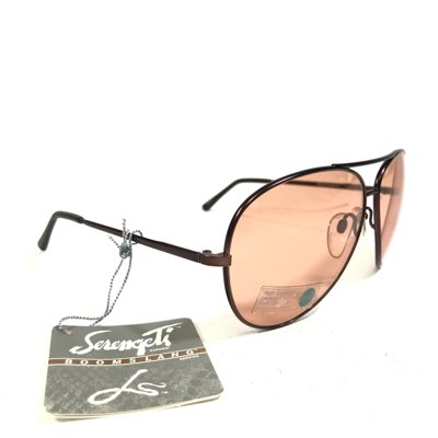 Pre-owned Serengeti Vintage  Sunglasses Boomslang Large Brown Frames Red Lenses 62-12-130