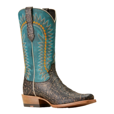 Pre-owned Ariat Men's Futurity Time Distressed Charcoal & Blue Grey Western Boots 10046998 In Gray