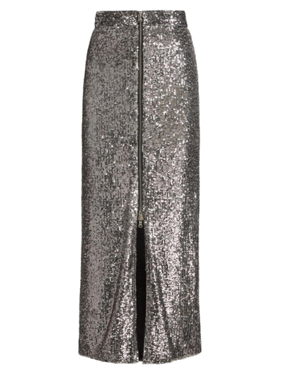 Shop Nonchalant Label Women's Rhea Sequined Maxi Skirt In Silver
