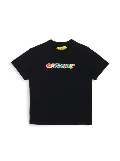Shop Off-white Little Boy's & Boy's Chunky Logo T-shirt In Black Multicolor