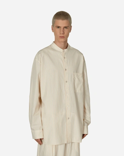 Shop Tekla Birkenstock Stripes Longsleeve Shirt Wheat In White