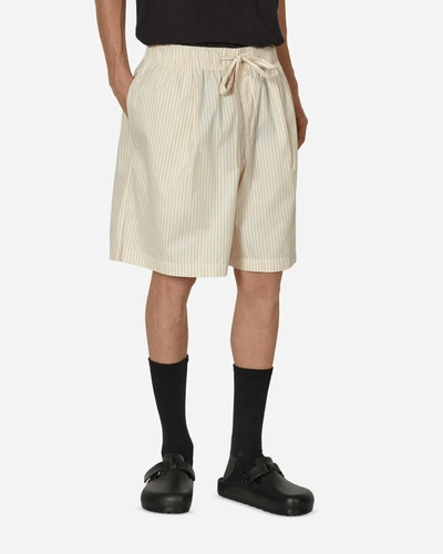 Shop Tekla Birkenstock Stripes Shorts Wheat In White