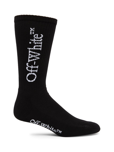 Shop Off-white Men's Logo Cotton-blend Socks In Black White