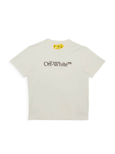 Shop Off-white Little Girl's & Girl's Bookish Bit Logo T-shirt In Off White Black