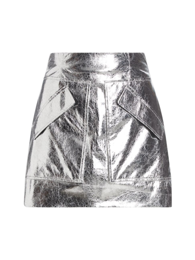 Shop Aknvas Women's Cherry Metallic Faux-leather Miniskirt In Sterling