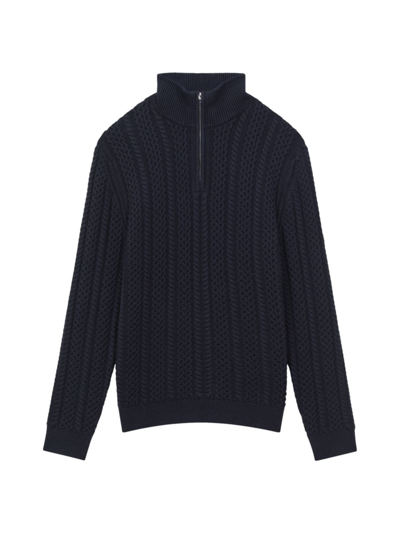 Shop Reiss Men's Bantham Quarter-zip Sweater In Navy