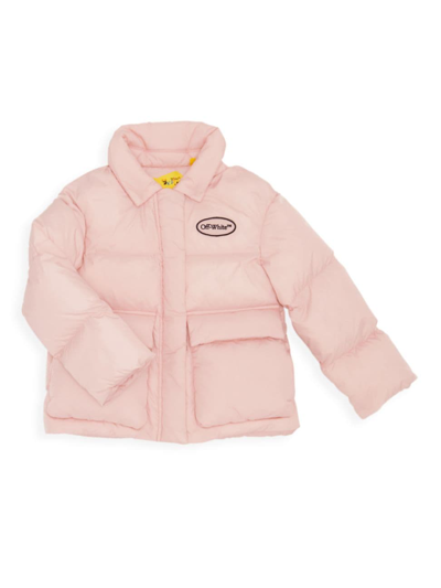 Shop Off-white Little Girl's & Girl's Arrow Quilted Puffer Jacket In Pink