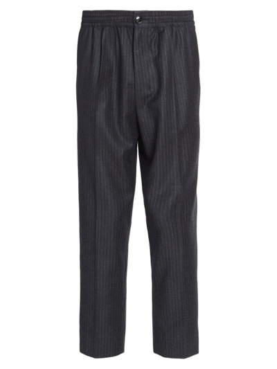 Shop Ami Alexandre Mattiussi Men's Cropped Wool Trousers In Grey Ivory