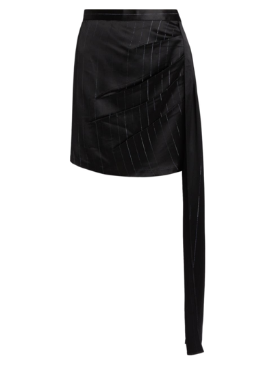 Shop Nonchalant Label Women's Viola Satin Miniskirt In Black Silver Stripe