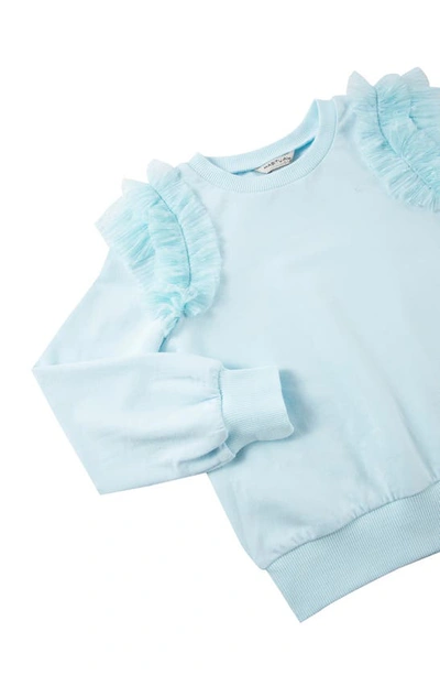 Shop Habitual Kids' Ruffle Pullover Top & Flare Sweatpants In Light Blue