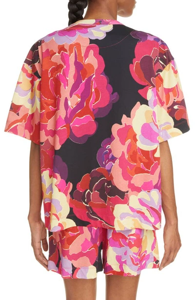 Dries Van Noten Floral Cotton T-shirt In Fuchsia 304