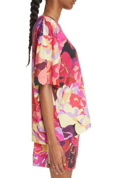 Dries Van Noten Floral Cotton T-shirt In Fuchsia 304