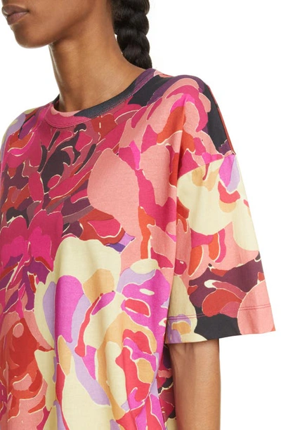 Dries Van Noten Floral Cotton T-shirt In Fuchsia 304