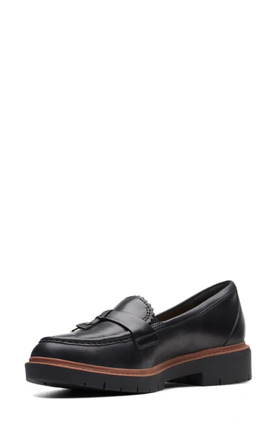 Clarks Women's Westlynn Bella Lug-sole Comfort Loafers In Black Leather