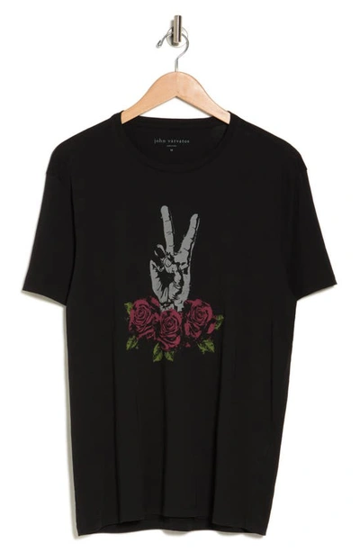Shop John Varvatos Peace Rose Cotton Graphic T-shirt In Black