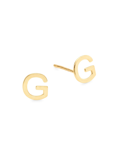 Shop Saks Fifth Avenue Women's 14k Yellow Gold Initial Stud Earrings In Initial G