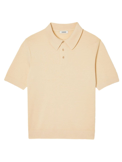 Shop Sandro Men's Cotton Polo Shirt In Natural