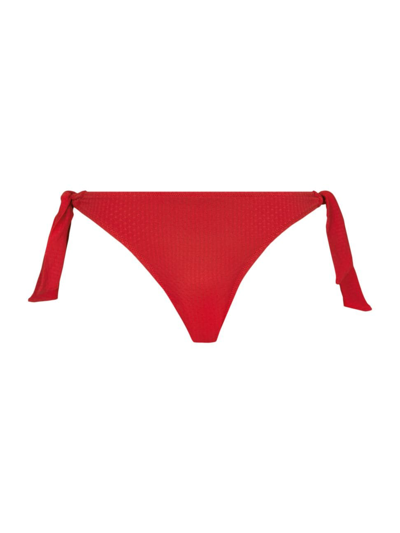 Shop Vilebrequin Women's Flamme Low-waist String Bikini Bottom In Moulin Rouge