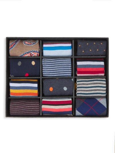 Shop Marcoliani Men's 12-pack Striped & Pin Dot Socks In Mix Five