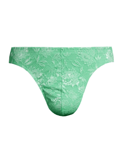 Shop Cosabella Men's Never Classic Lace G-string In Ghana Green