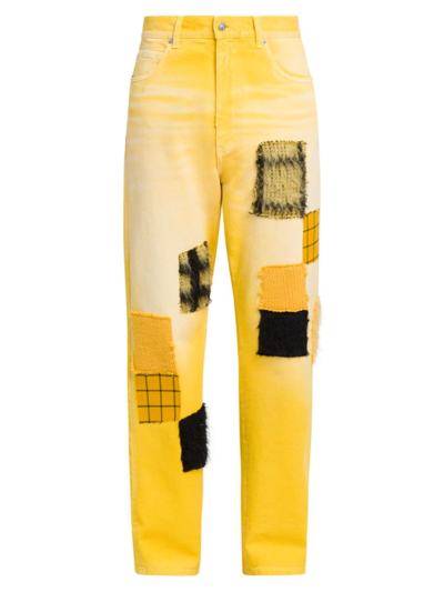 Shop Marni Men's Patchwork Jeans In Maize