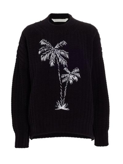 Shop Palm Angels Women's Palms Chunky Chenille Sweater In Black Off White