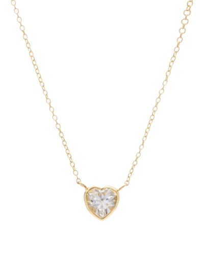 Shop Katey Walker Women's Heart Tiny 18k Yellow Gold & White Topaz Choker Necklace