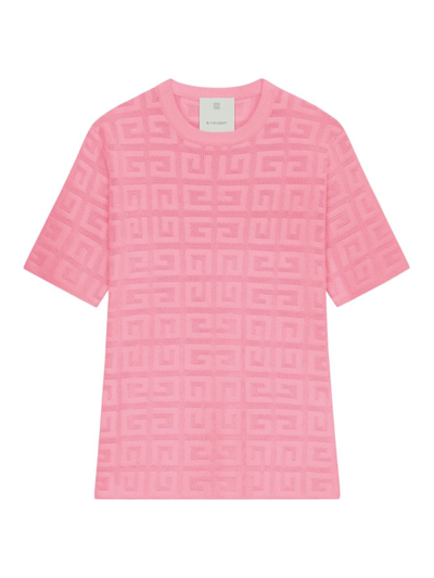 Shop Givenchy Women's Sweater In 4g Jacquard With Short Sleeves In Bright Pink