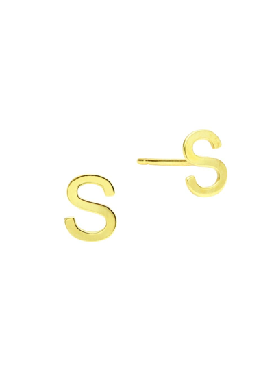 Shop Saks Fifth Avenue Women's 14k Yellow Gold Initial Stud Earrings
