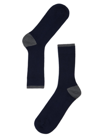 Shop Brunello Cucinelli Men's Cotton Socks In Navy Blue