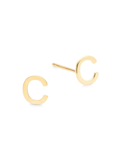 Shop Saks Fifth Avenue Women's 14k Yellow Gold Initial Stud Earrings In Initial C