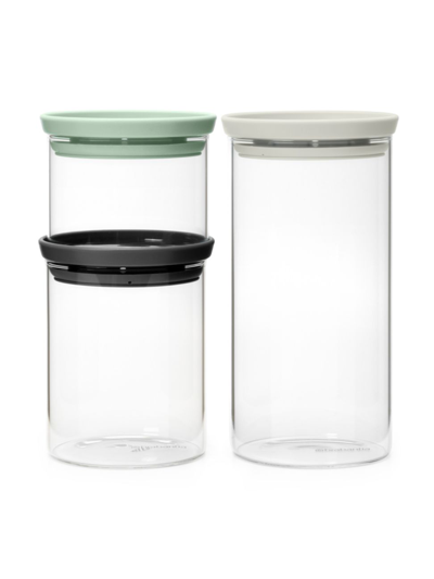 Shop Brabantia 3-piece Stackable Glass Jar Set In Mixed