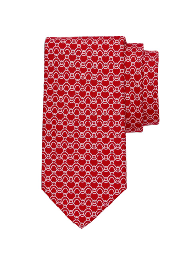 Shop Ferragamo Men's Waves Printed Silk Tie In Red