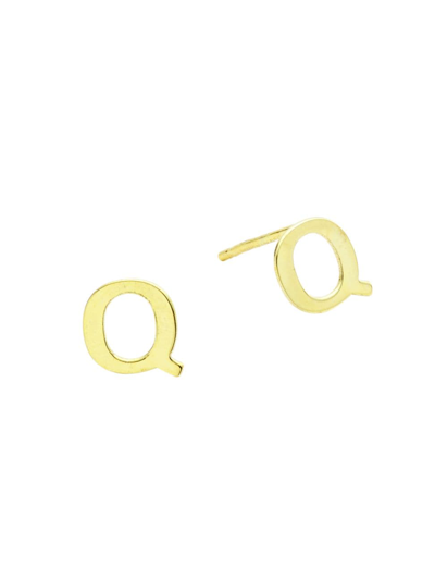 Shop Saks Fifth Avenue Women's 14k Yellow Gold Initial Stud Earrings In Initial Q